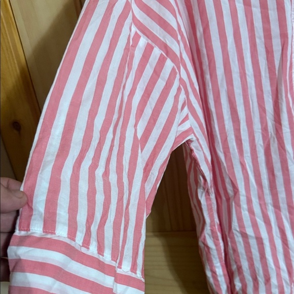 Joyspun Pink and White Striped Button Down Shirt - Picture 6 of 6